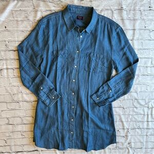 Untuckit Denim Shirt Dress Maraska Tencel Western Country 12 Long Sleeve NEW